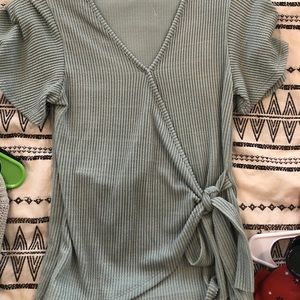 Mint green wrap top